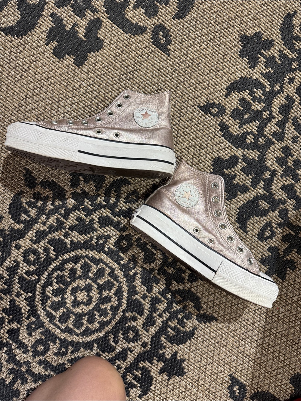 Converse Metallic Rose Gold Platform High Top Sneakers